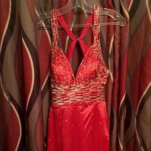 Red Silk Mori Lee Prom Dress by Madeline Gardner